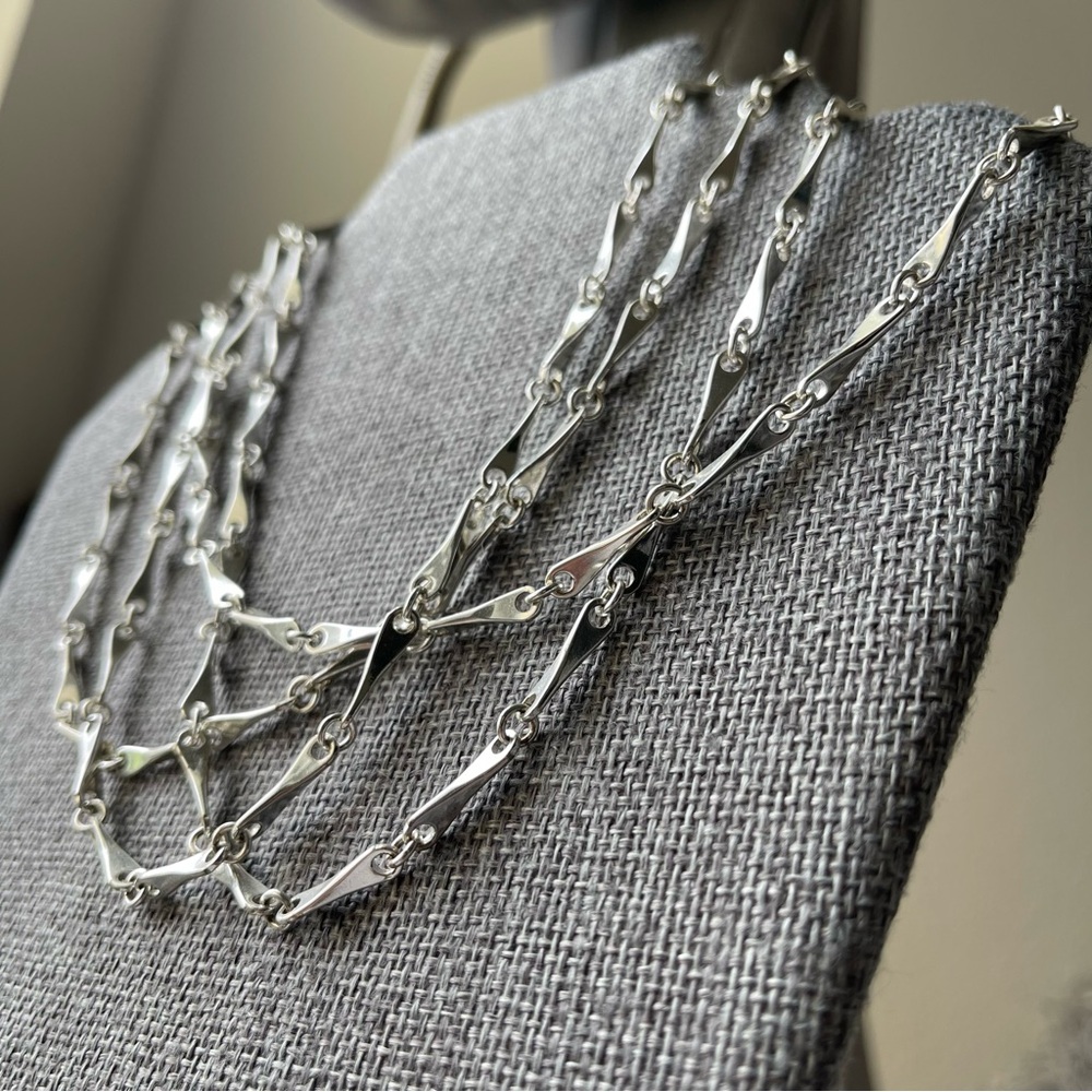GIVENCHY |Small Bar Link Chain Silver Tone Multi-Strand 16" Long Necklace - Picture 1 of 16